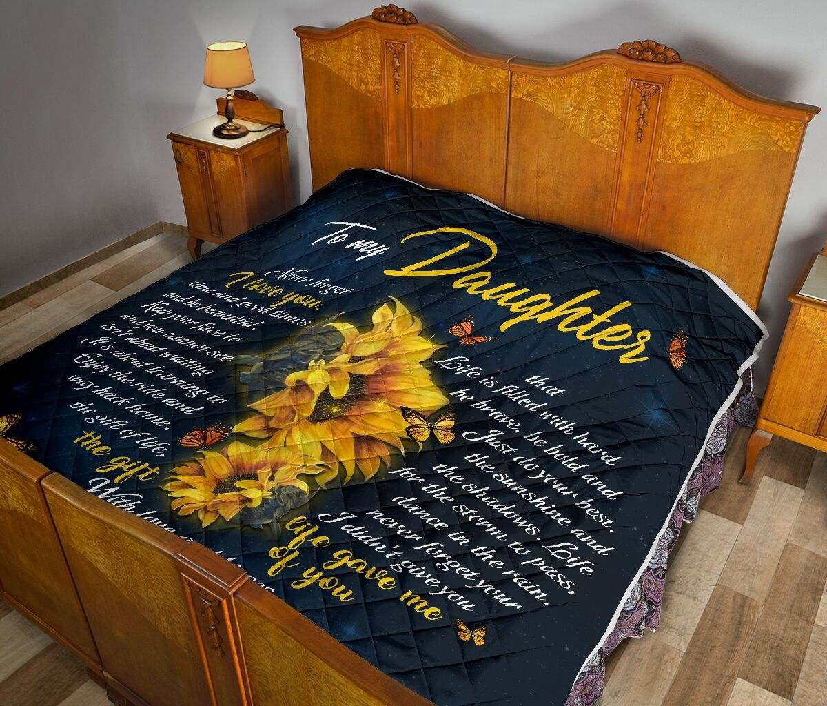 QUILT DAUGHTER AND DAD SUNFLOWER HEART QUILT DHC281110901DD