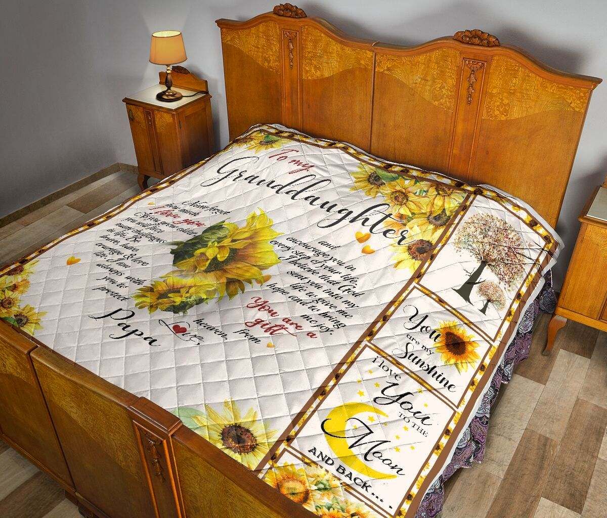 QUILT GRANDDAUGHTER & PAPA SUNFLOWER HEART DHC281110887DD