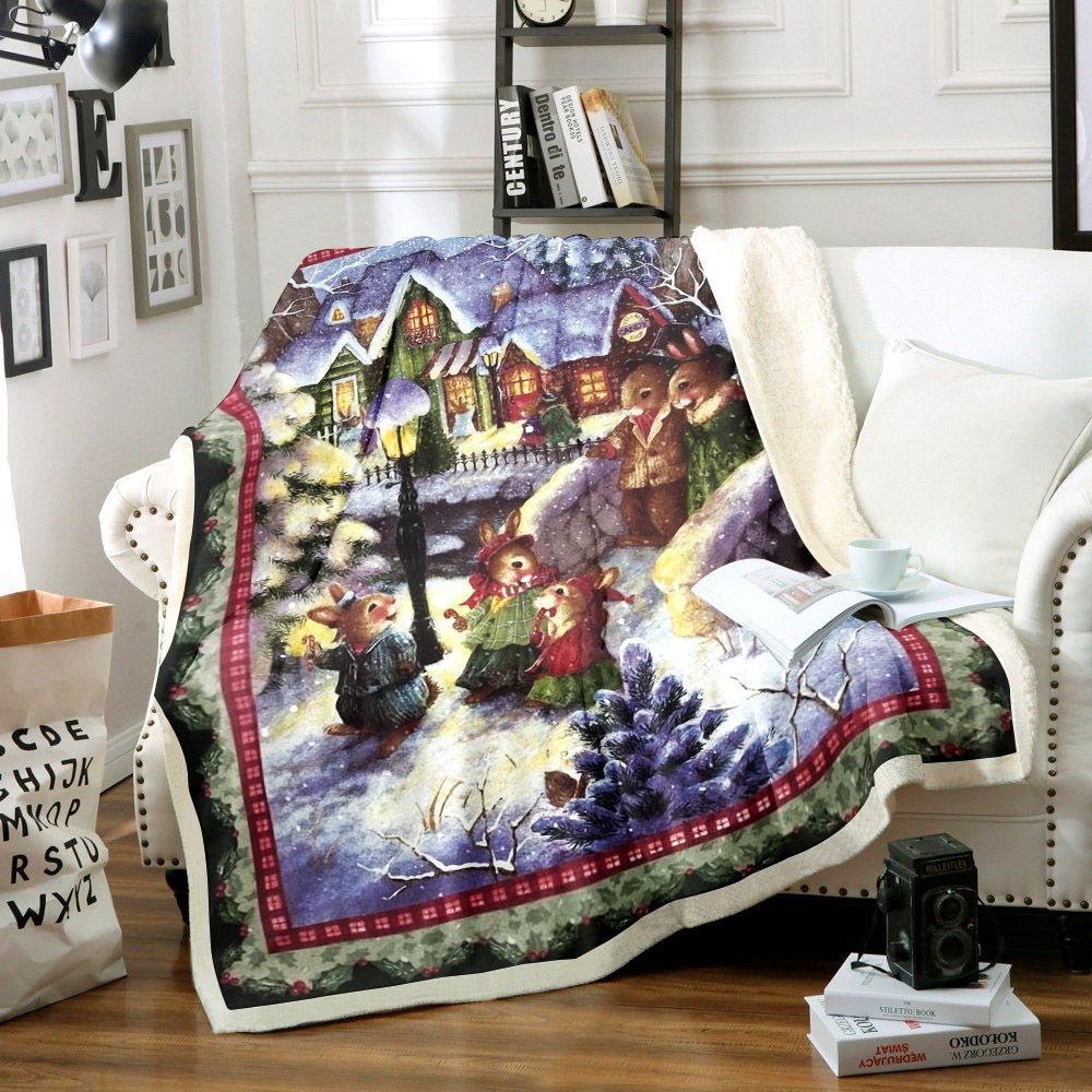 Rabbit Christmas Sherpa Fleece