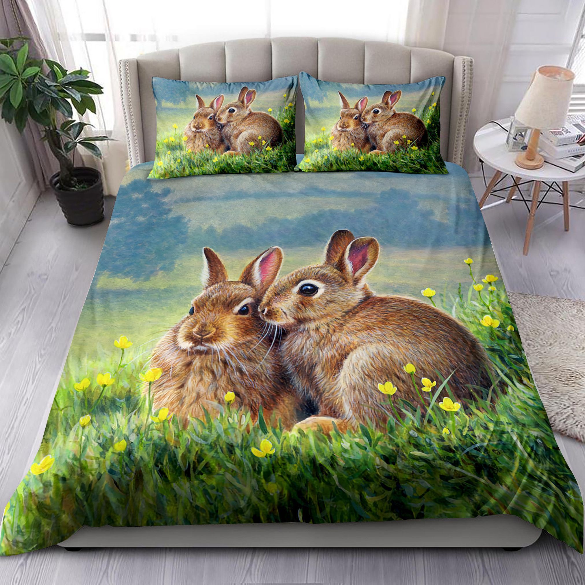 Rabbit Couple Art Bedding Set