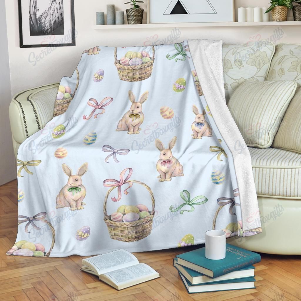 Rabbit Easter Eggs Pattern 3 Fleece Blanket