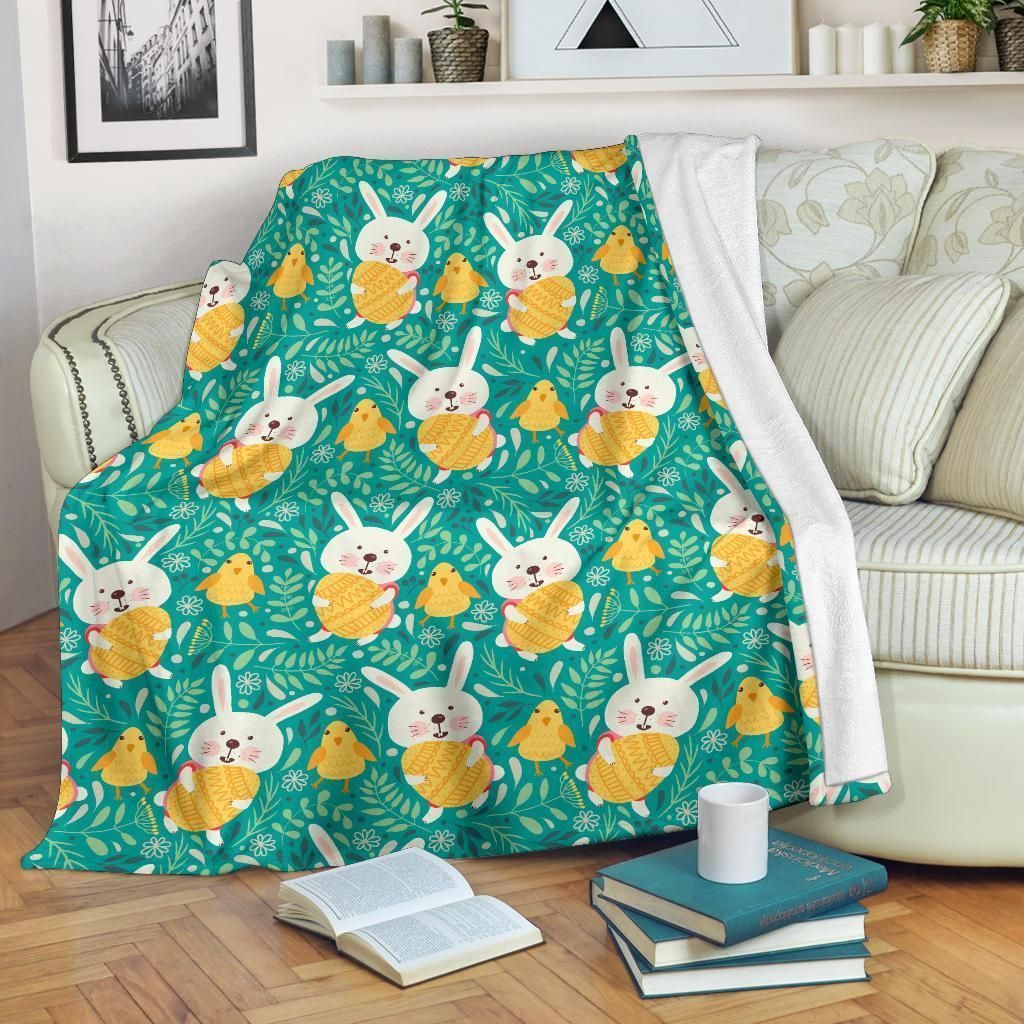 Rabbit Easter Eggs Pattern Print Design Fleece Blanket
