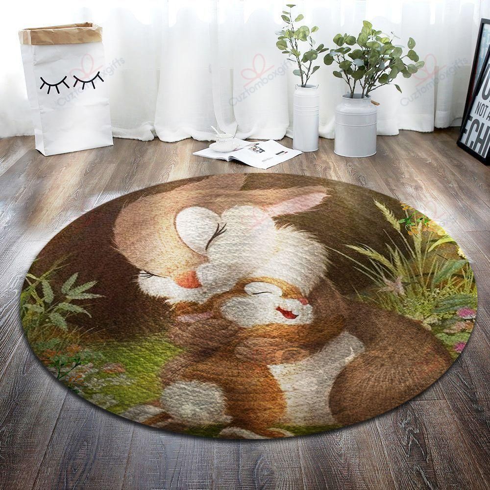 Rabbit Mom And Baby Round Carpet