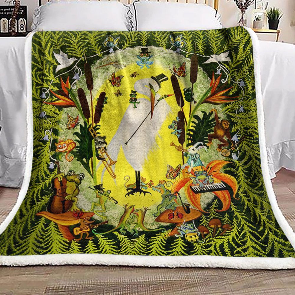 Rabbit Monkey Frog Bird Sherpa Fleece Blanket