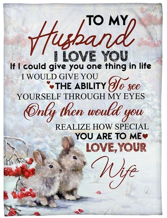 Rabbit My Husband I Love You And Youre Special To Me Sherpa Fleece Blanket