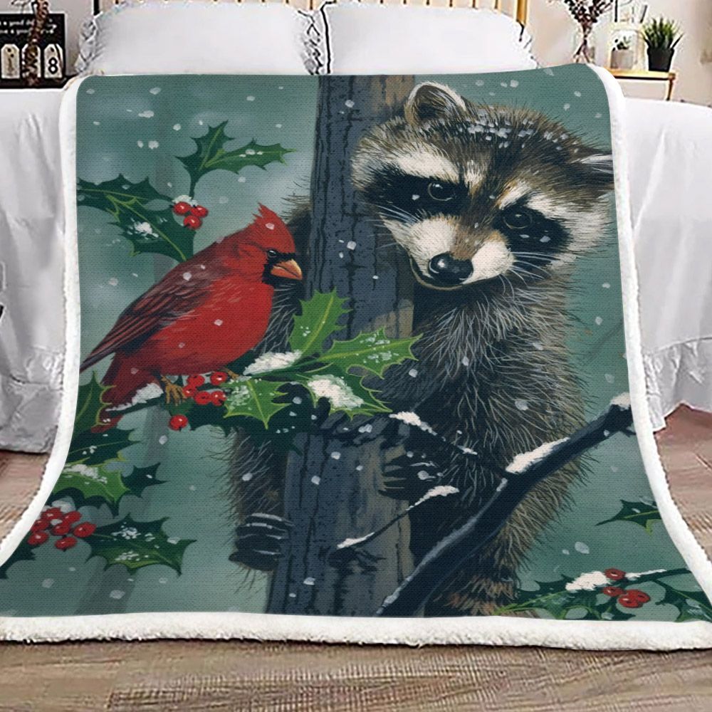 Raccoon Sherpa Fleece Blanket
