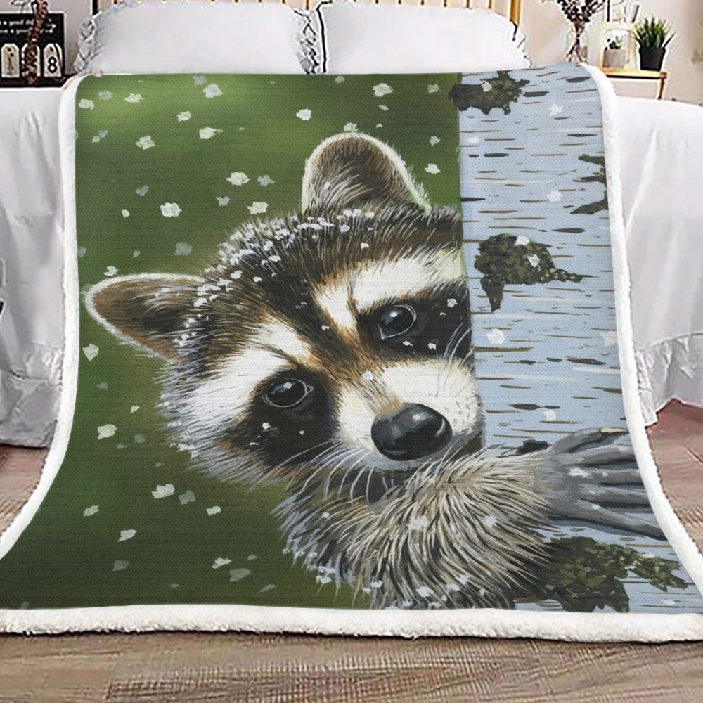 Raccoon Sherpa Fleece Blanket