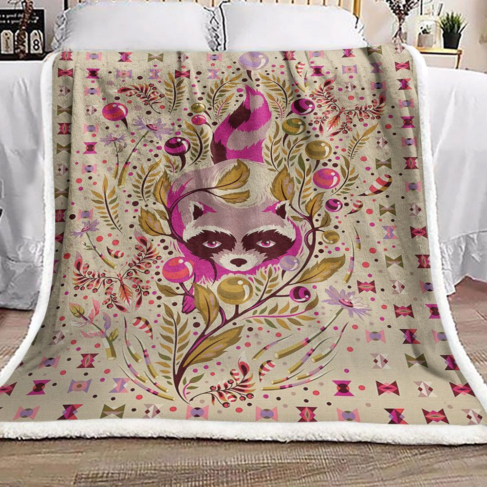 Raccoon Sherpa Fleece Blanket