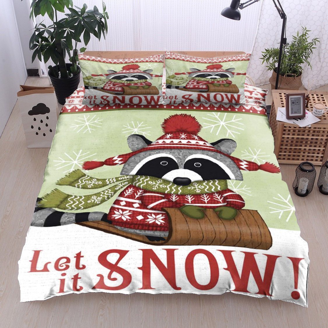 Raccoon Christmas Bedding Set