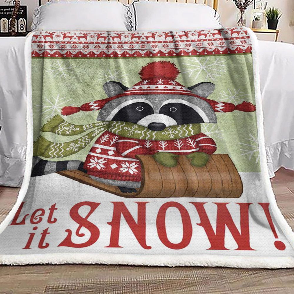Raccoon Christmas Sherpa Fleece Blanket