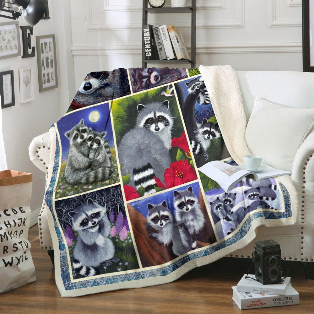 Raccoon Sherpa Fleece Blanket