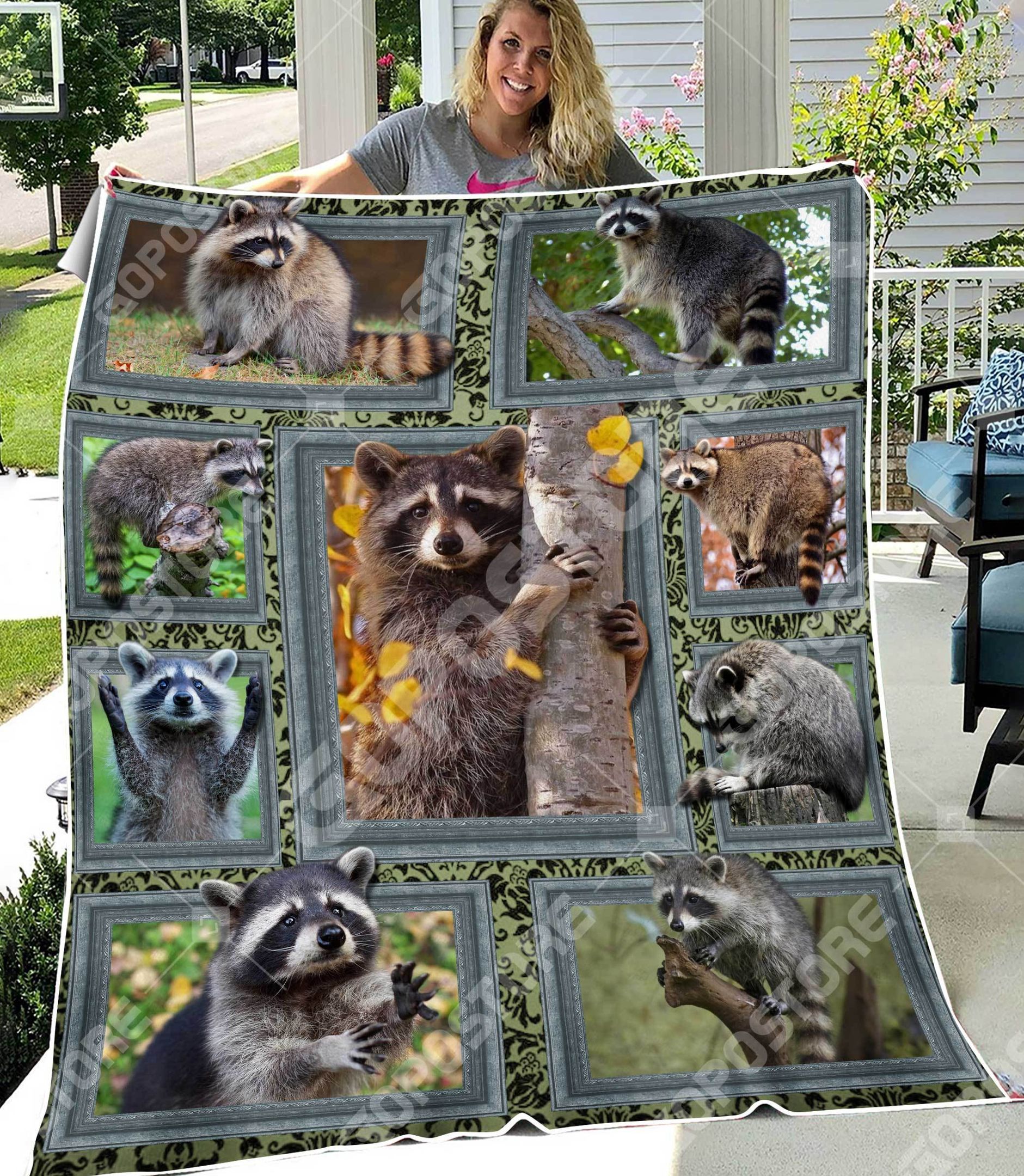 Raccoon Sherpa Fleece Blanket