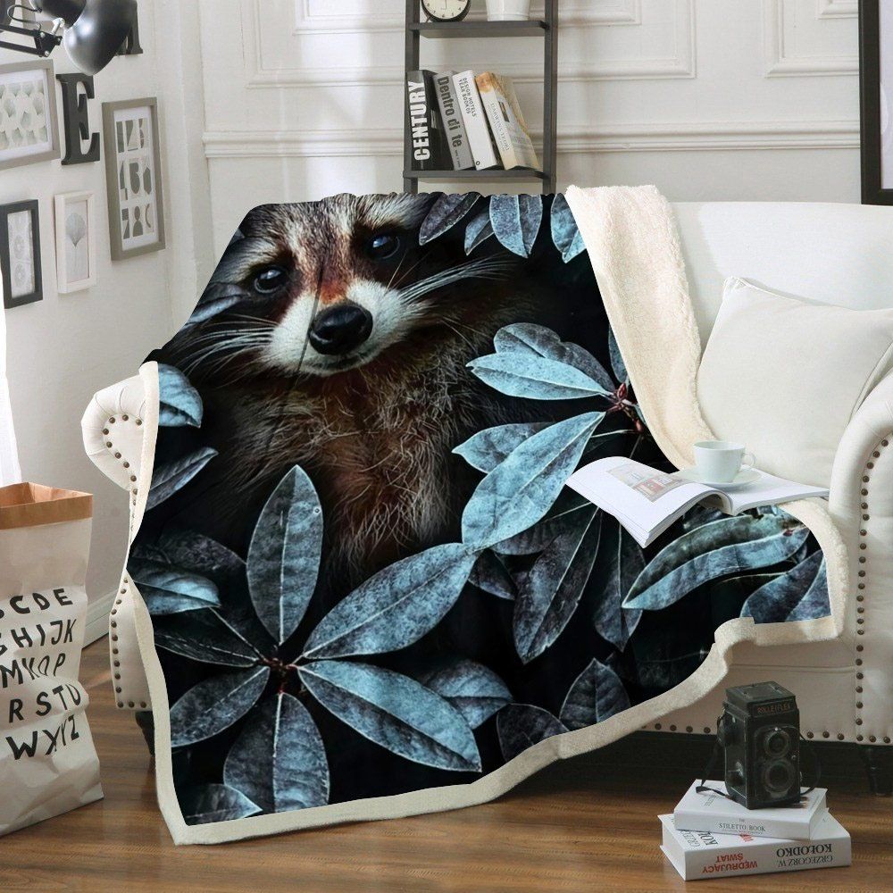Raccoon Sherpa Fleece Blanket