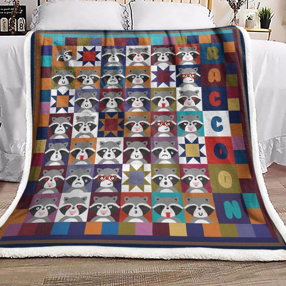 Raccoon Sherpa Fleece Blanket