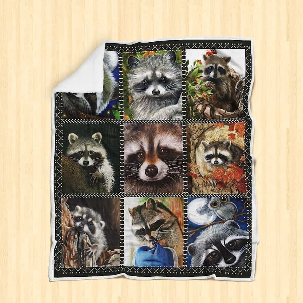 Raccoon Sherpa Fleece Blanket