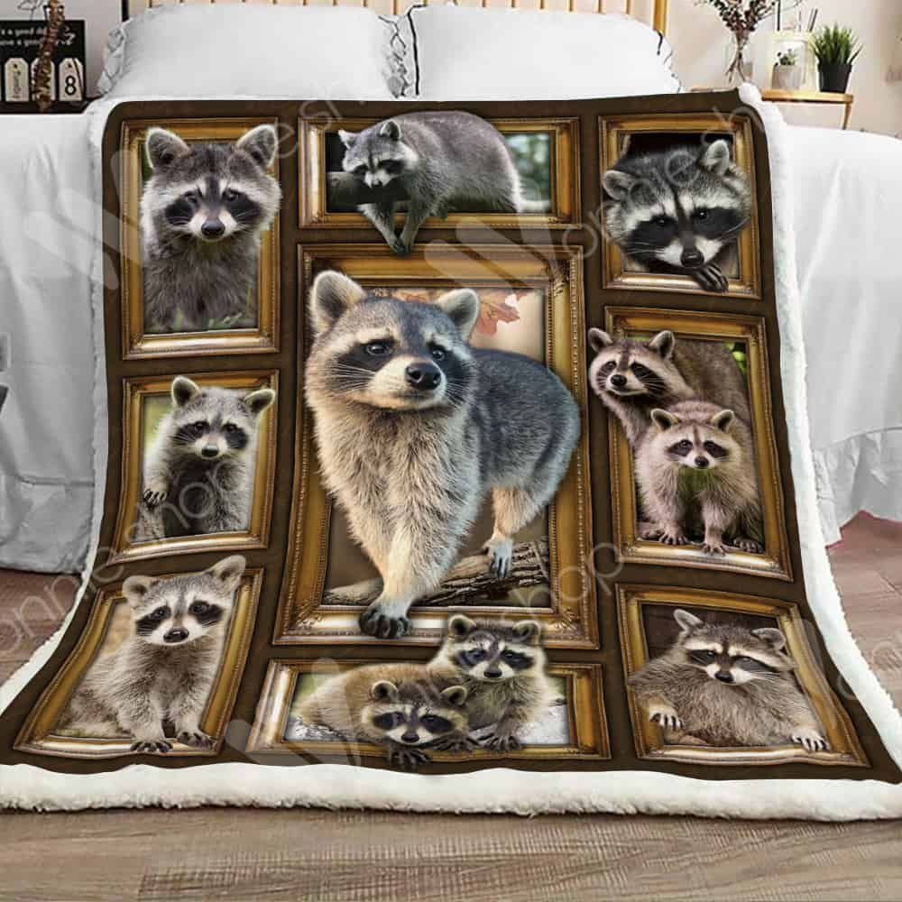 Raccoon Sherpa Fleece Blanket