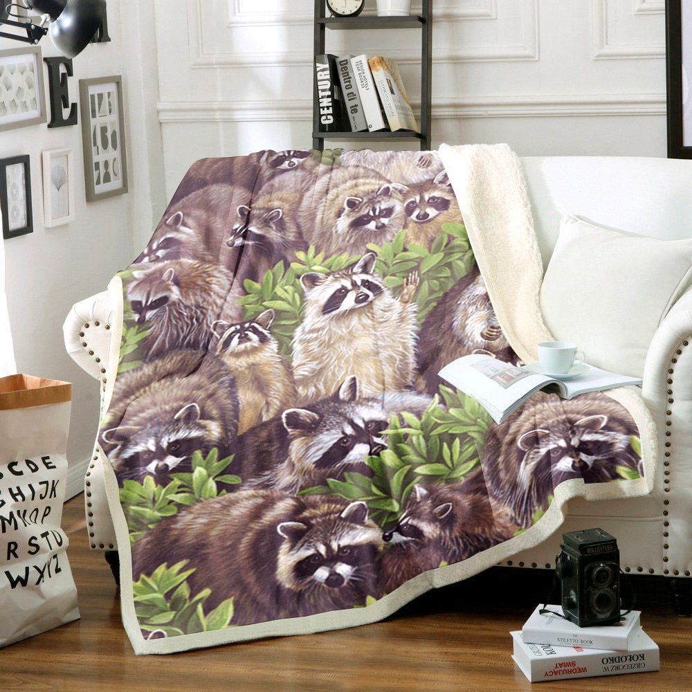 Raccoon Sherpa Fleece Blanket