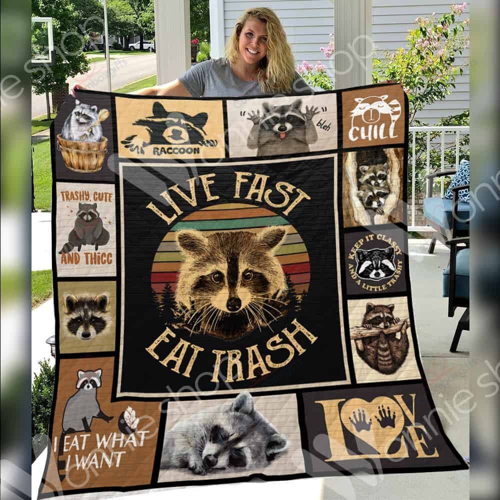 Raccoon Live Fast Eat Trash GS-CL-LD0601 Quilt Blanket