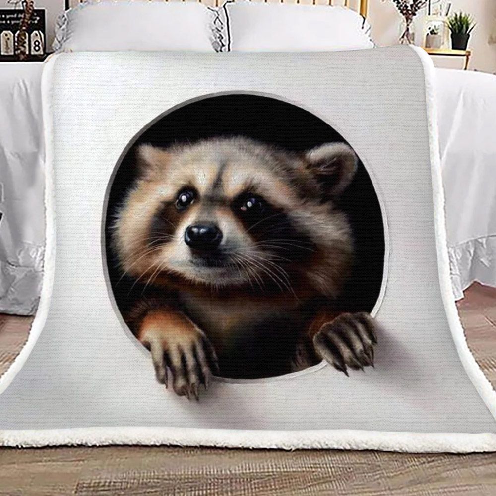 Raccoon Sherpa Fleece Blanket