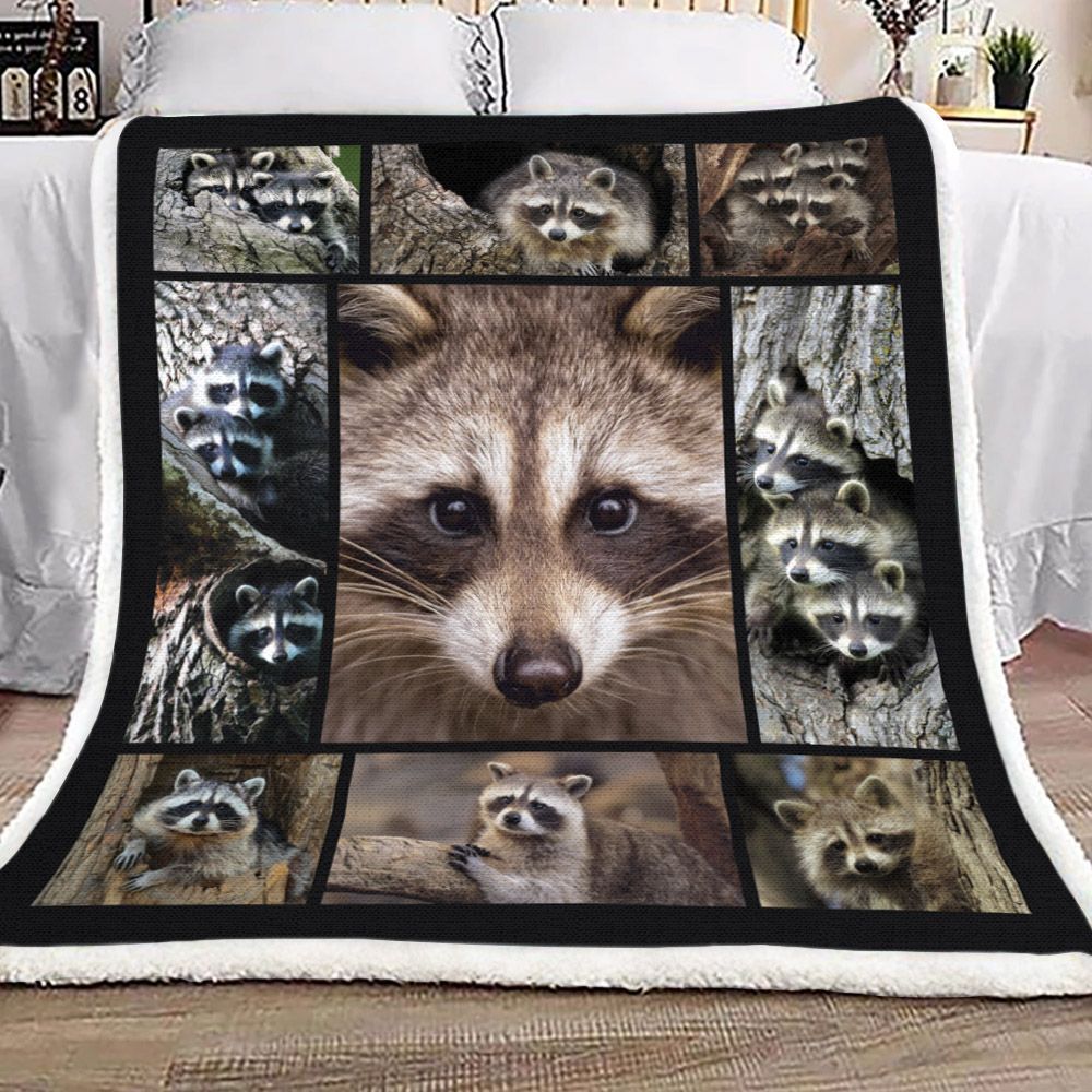 Raccoon Sherpa Fleece Blanket