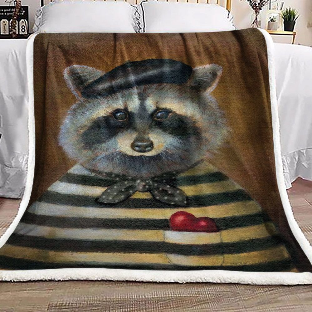 Raccoon Sherpa Fleece Blanket