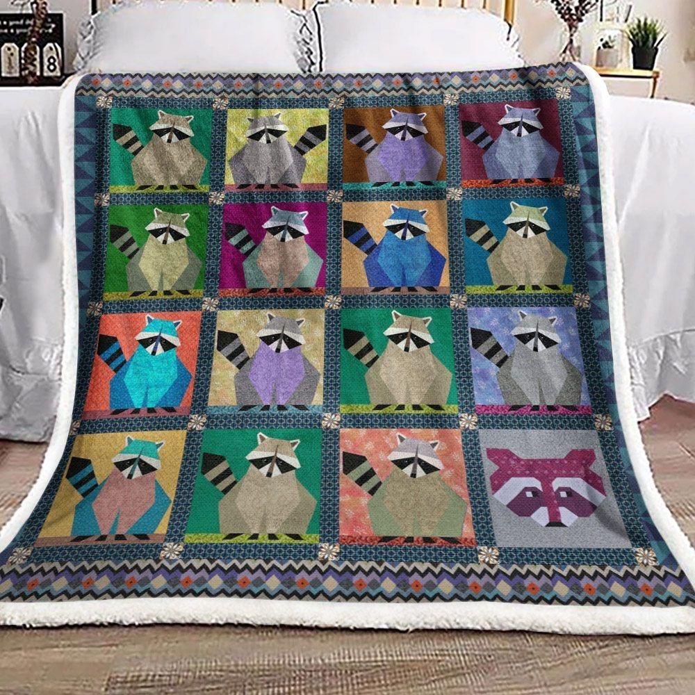 Raccoon Sherpa Fleece Blanket