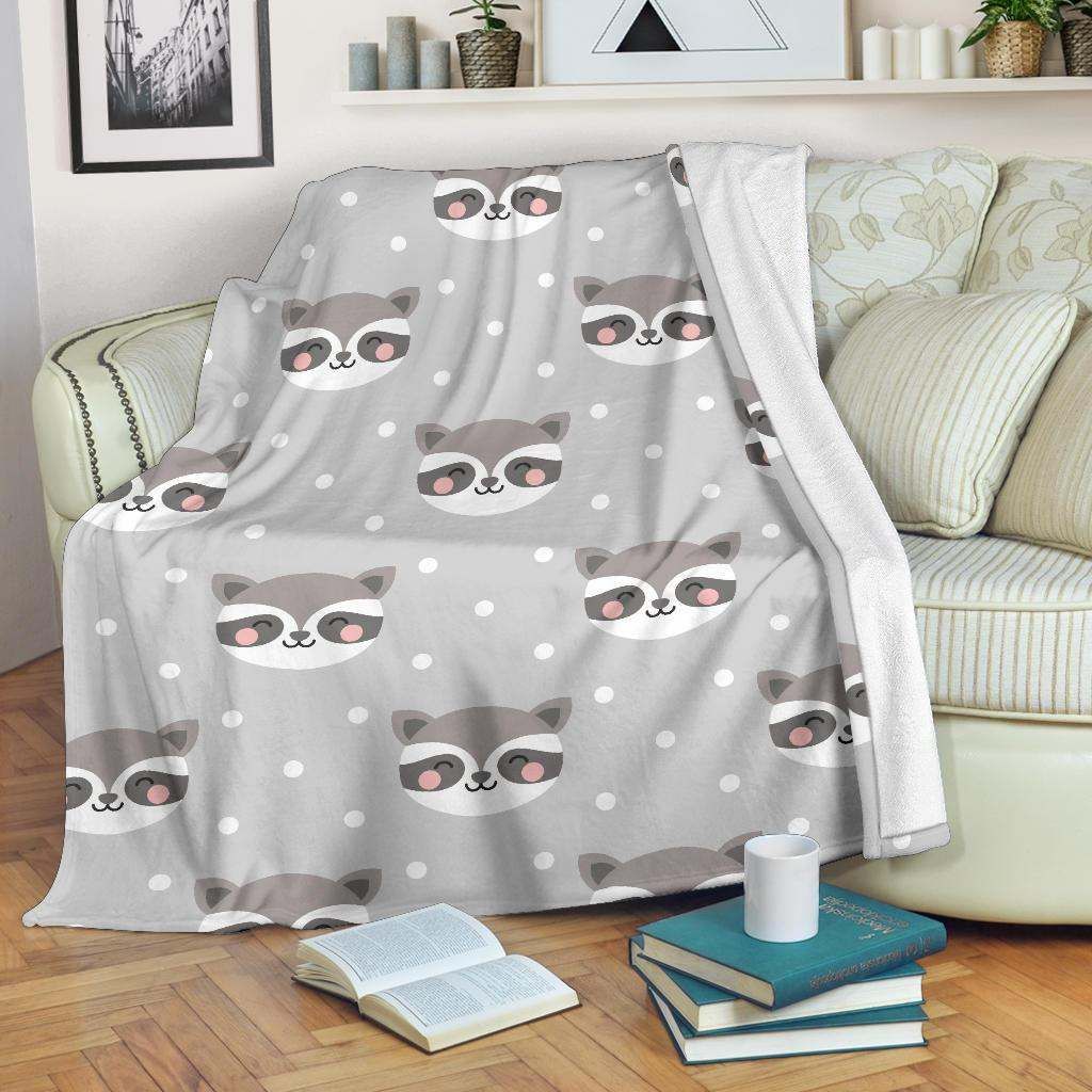 Raccoon Pattern Sherpa Fleece Blanket
