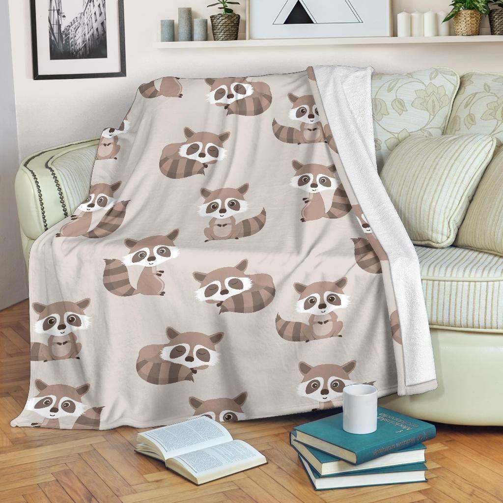 Raccoon Pattern Sherpa Fleece Blanket