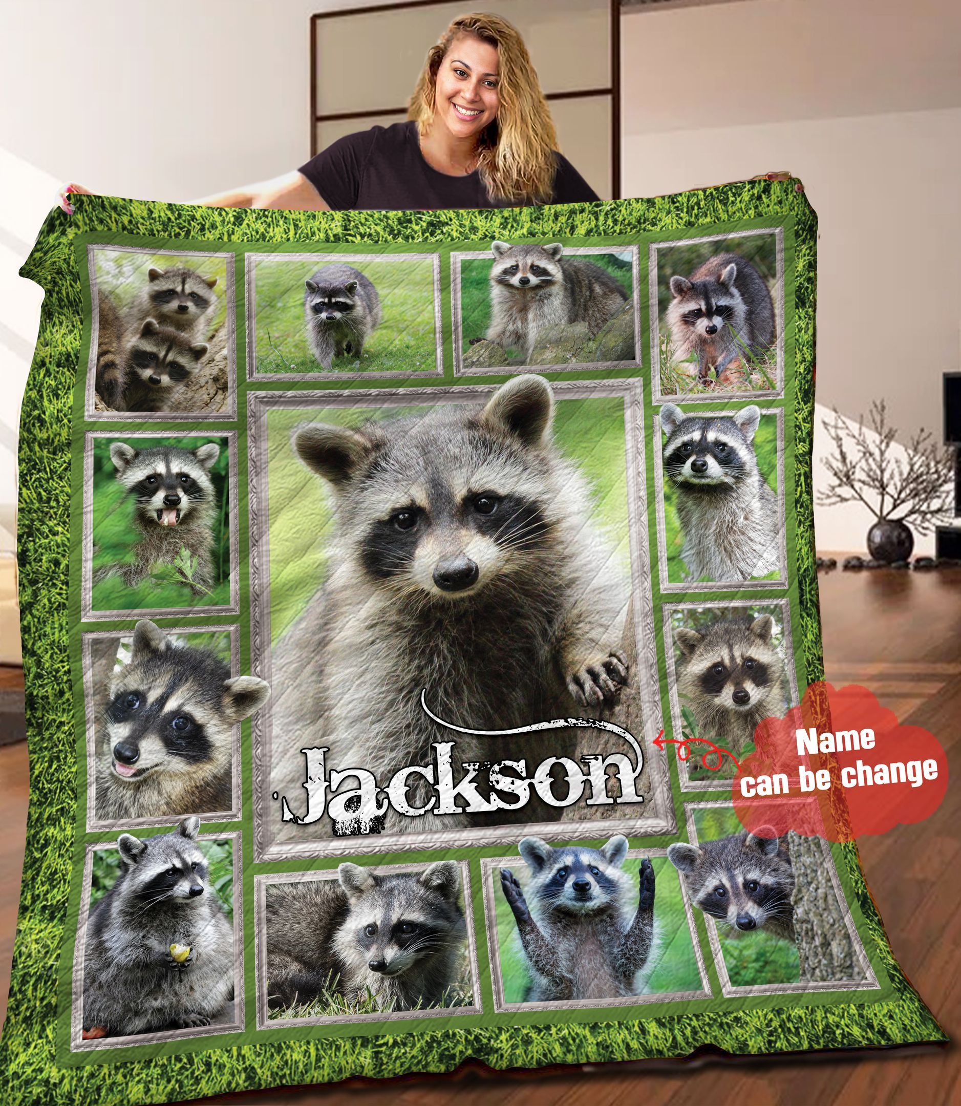 Raccoon Personalized Quilt Blanket HHH120611NA