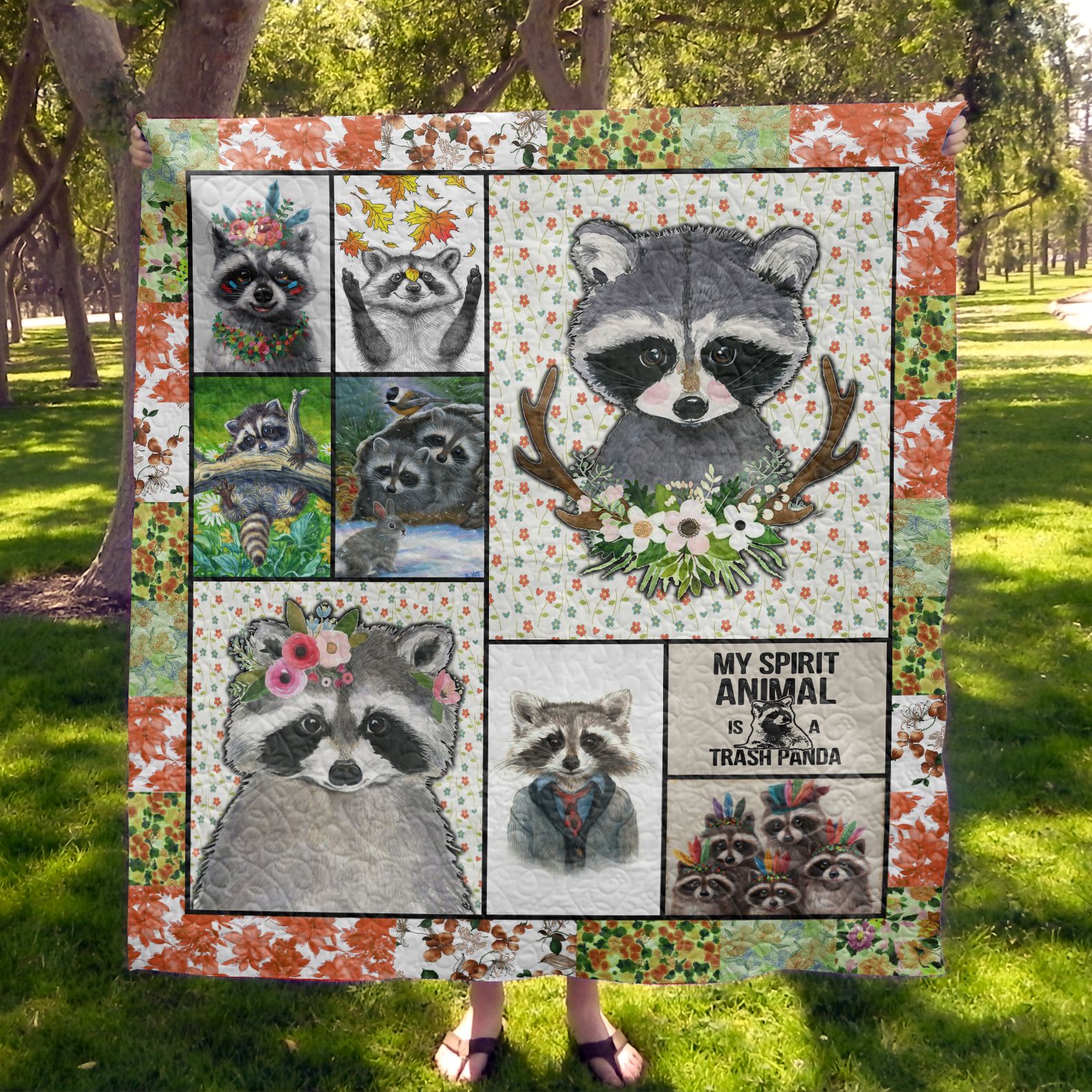Raccoon Printed Quilt Blanket DHC1501587VT