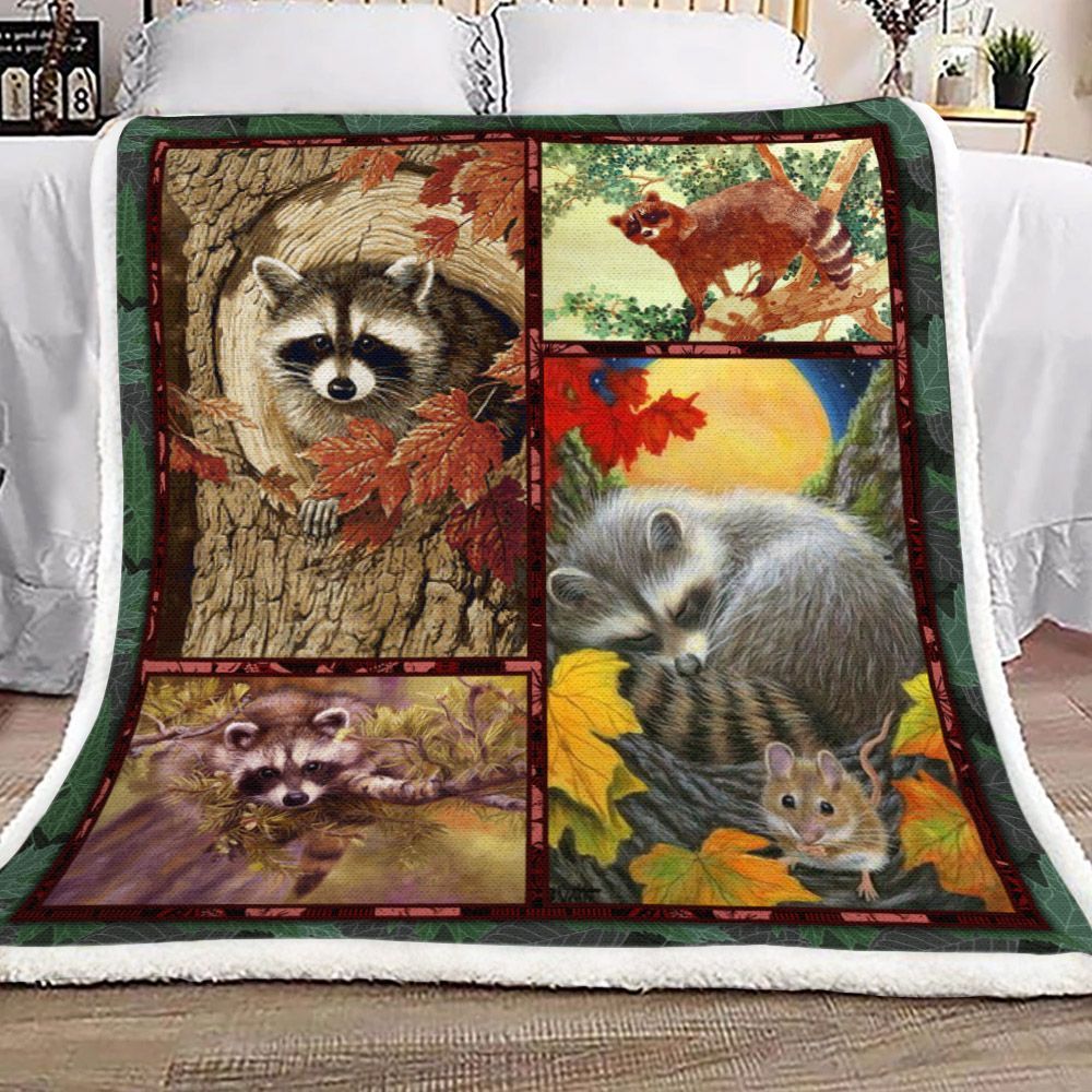 Raccoon Sherpa Fleece Blanket