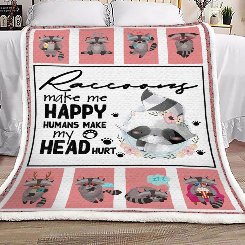 Raccoons Make Me Happy Sherpa Fleece Blanket