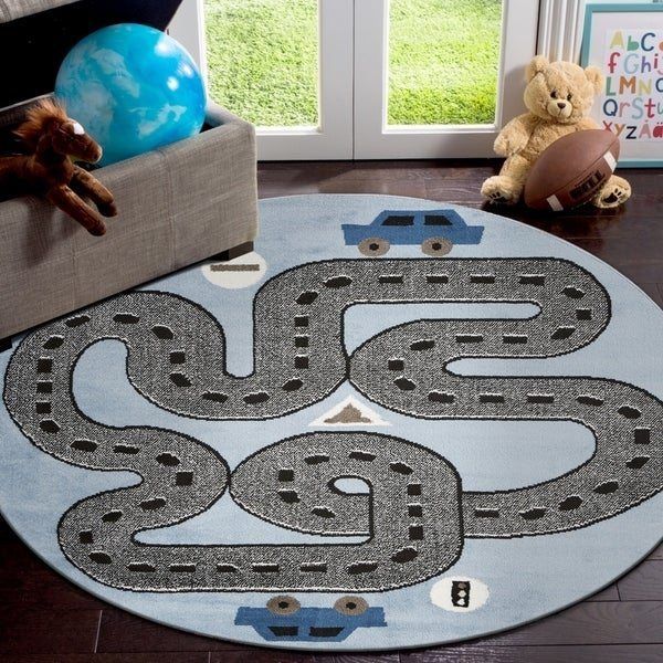 Racing Roadways Kids Round Carpet
