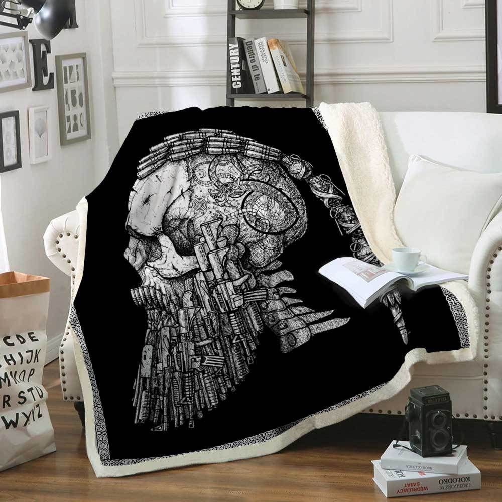Ragnar Skull Viking Sherpa Fleece Blanket