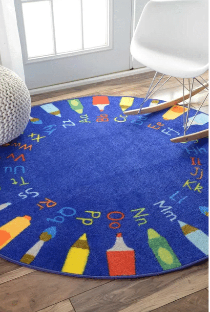 Rainbow Alphabet Round Carpet