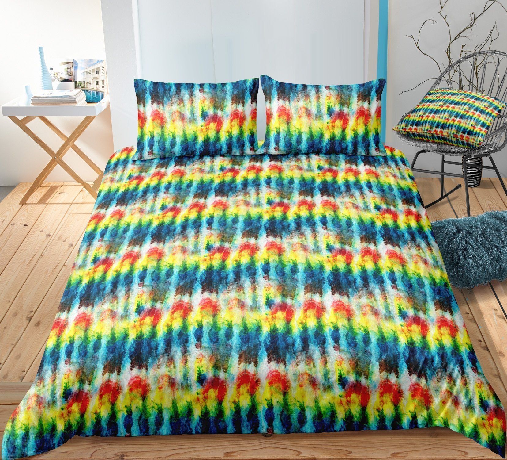 Rainbow Batik 3D Printed Bedding Set