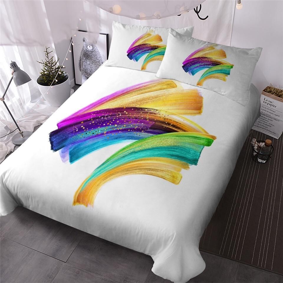 Rainbow Brush Stroke Bedding Set