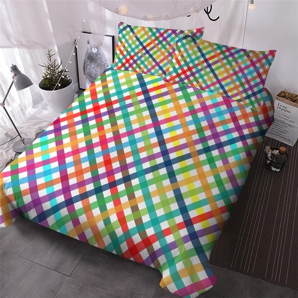 Rainbow Checkered Bedding Set