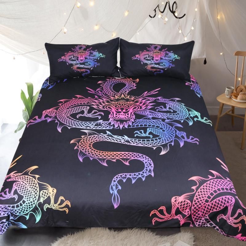 Rainbow Chinese Dragon Bedding Set