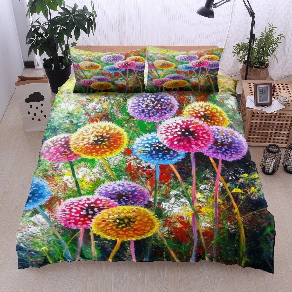 Rainbow Colored Dandelions Bedding Set