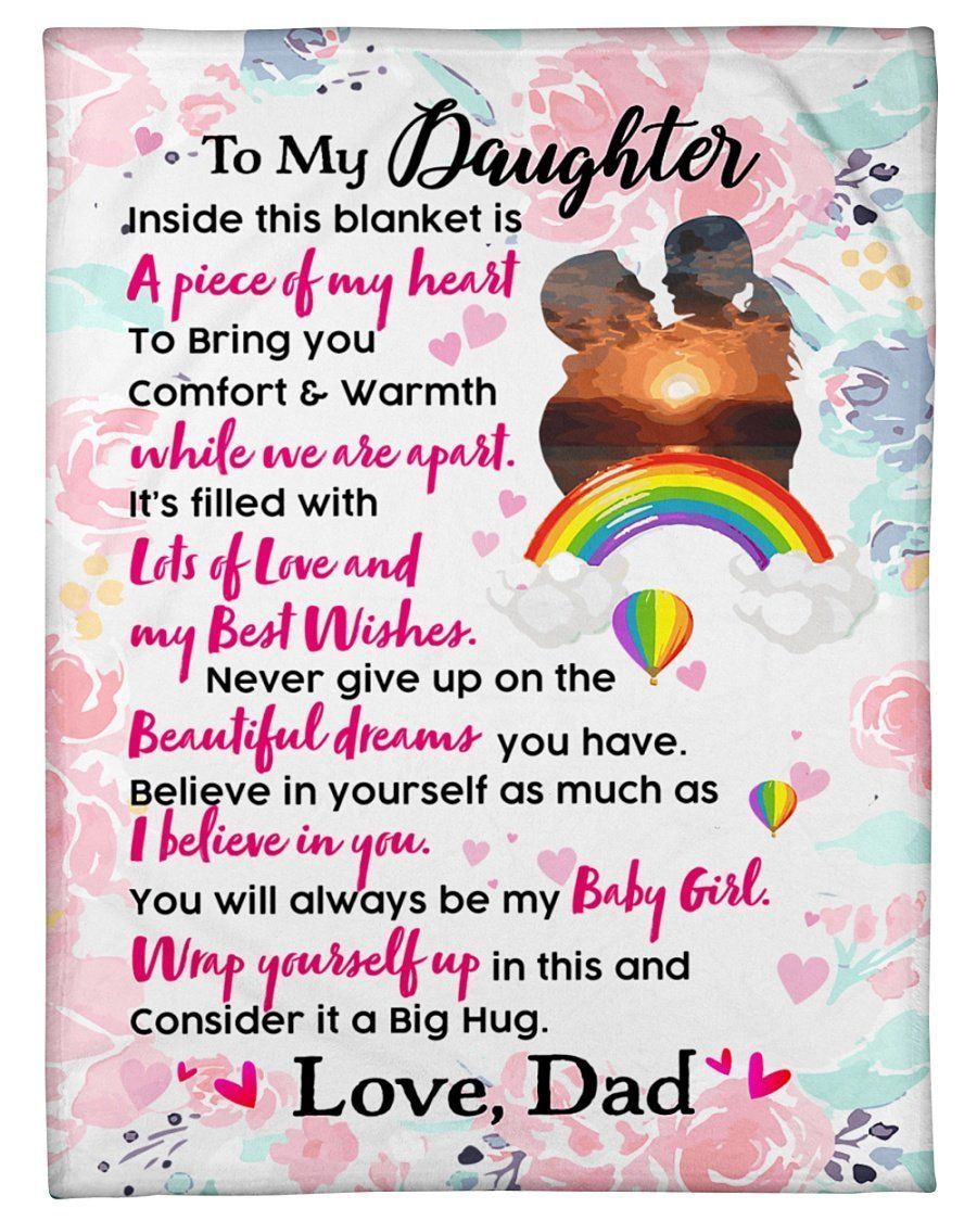 Rainbow Consider It A Big Hug Fleece Blanket For Daughter Fleece Blanket