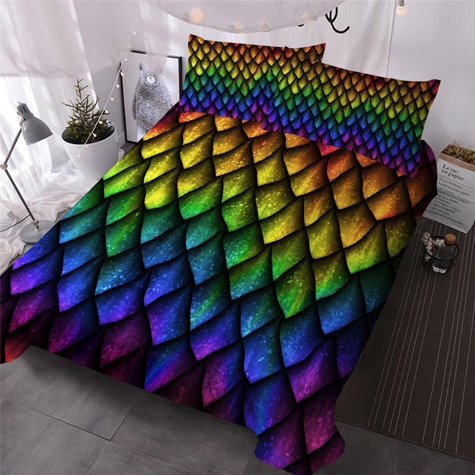 Rainbow Dragon Scales Bedding Set