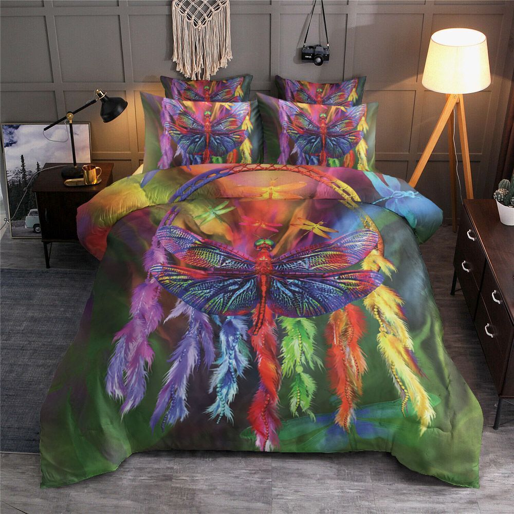 Rainbow Dragonfly Dreamcatcher Bedding Set