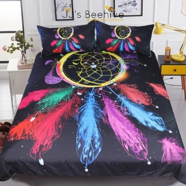 Rainbow Feathers Dreamcatcher Bedding Set