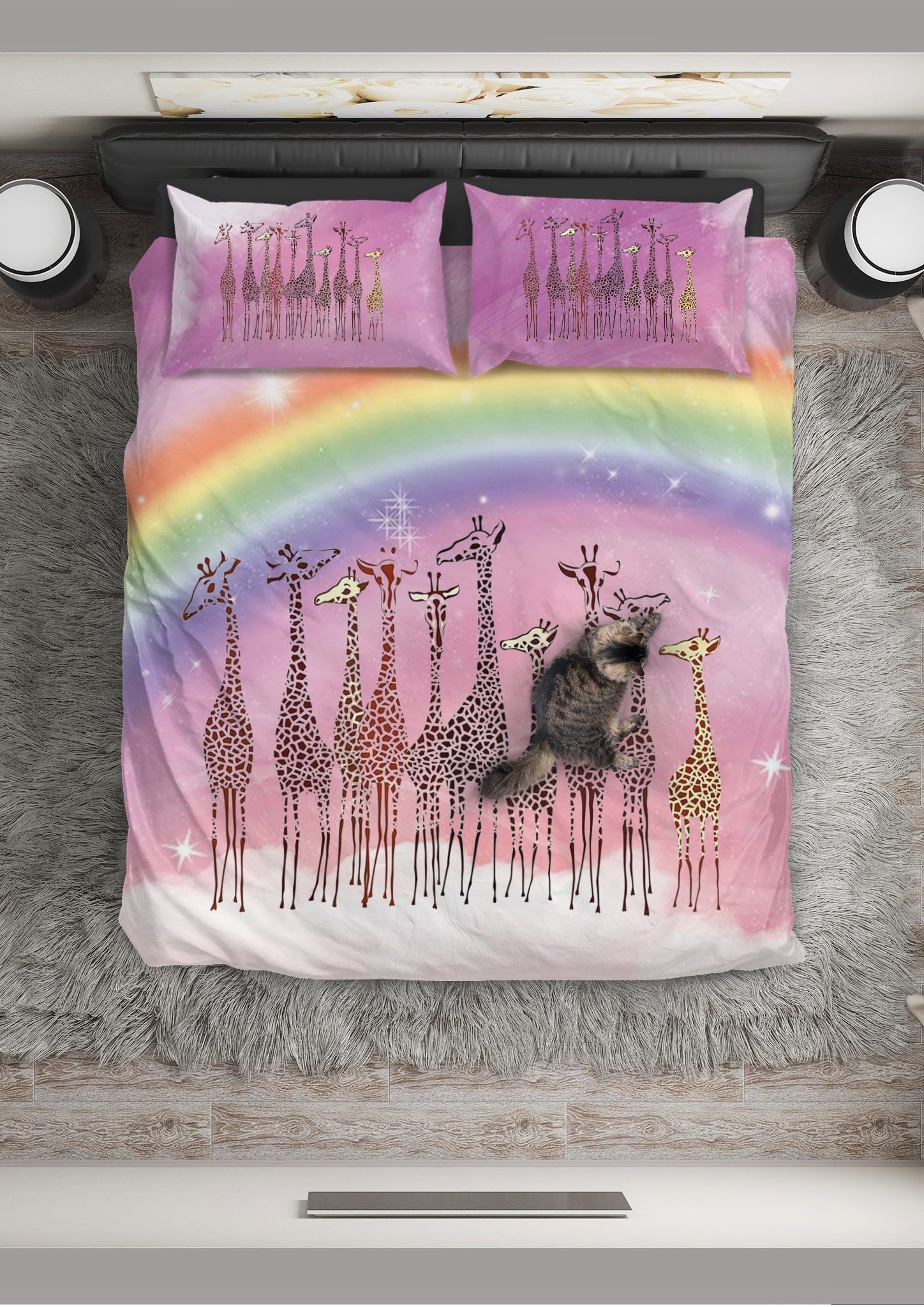 Rainbow Giraffe Bedding Set