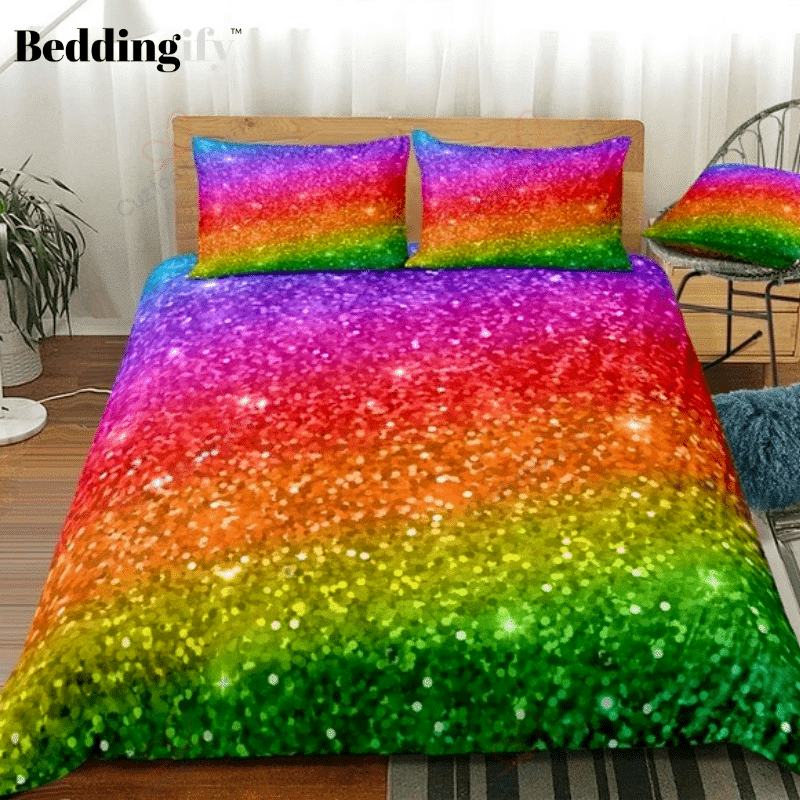 Rainbow Glitter Bedding Set