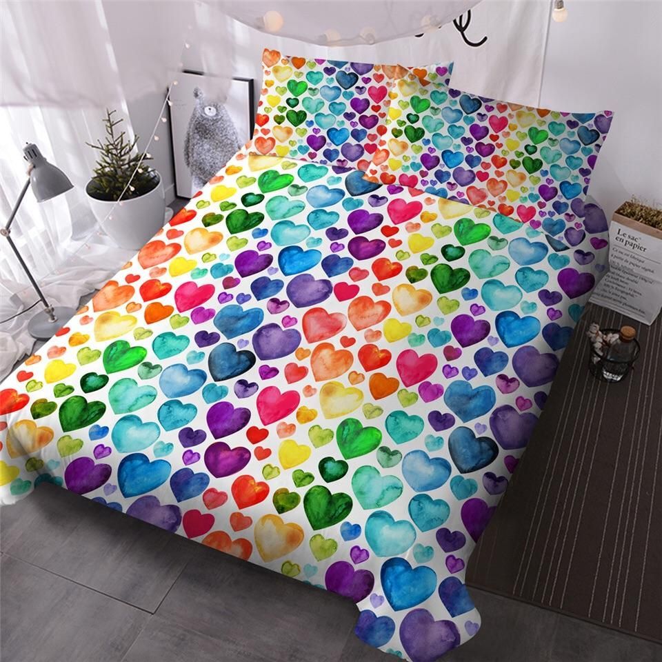 Rainbow Hearts Bedding Set