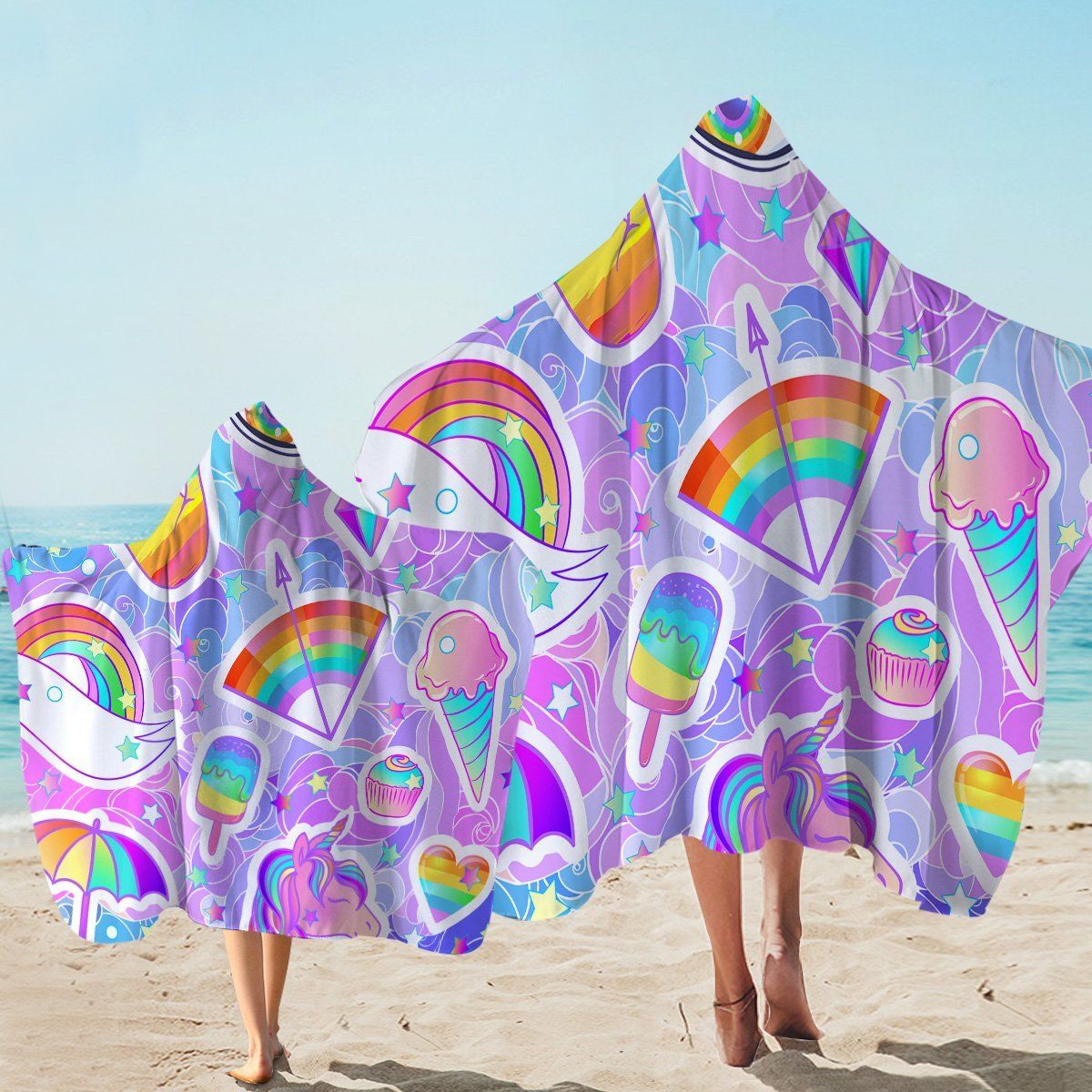Rainbow Icons Dreamy Printed Hooded Towel
