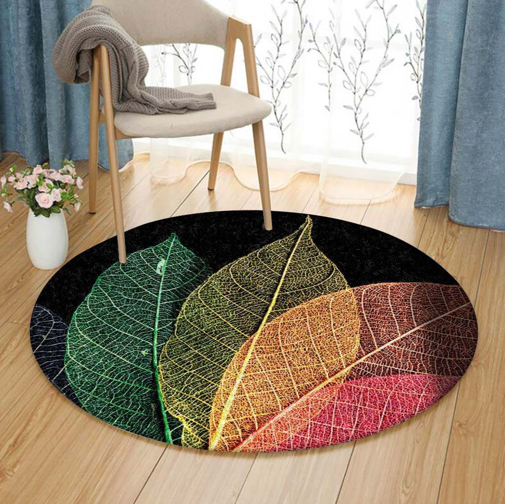 Rainbow Leaves Round Carpet