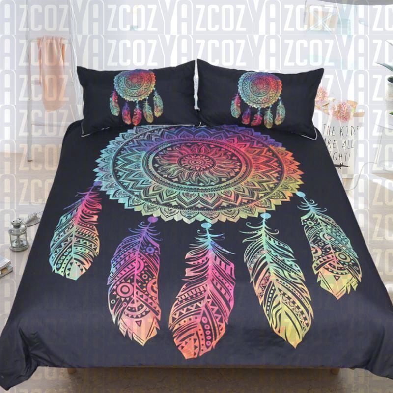 Rainbow Mandala Dreamcatcher Full Bedding Set
